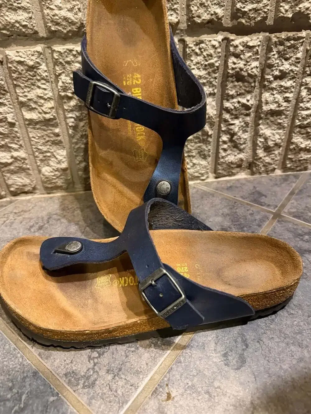 Birkenstock Gizeh Thong Sandals Navy Blue Size 42